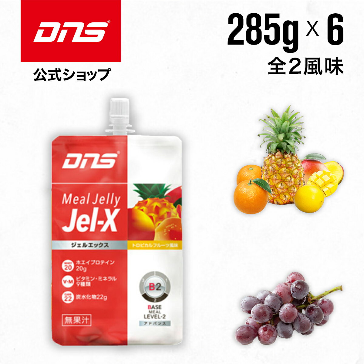 DNS プロテインゼリー ジェルエックス 選べる2風味 285g 6個セット グレープ トロピカルフルーツ ミール ビタミン ミネラル 栄養補給 サプリ サプリメント プロテイン ダイエット 筋トレ トレーニング