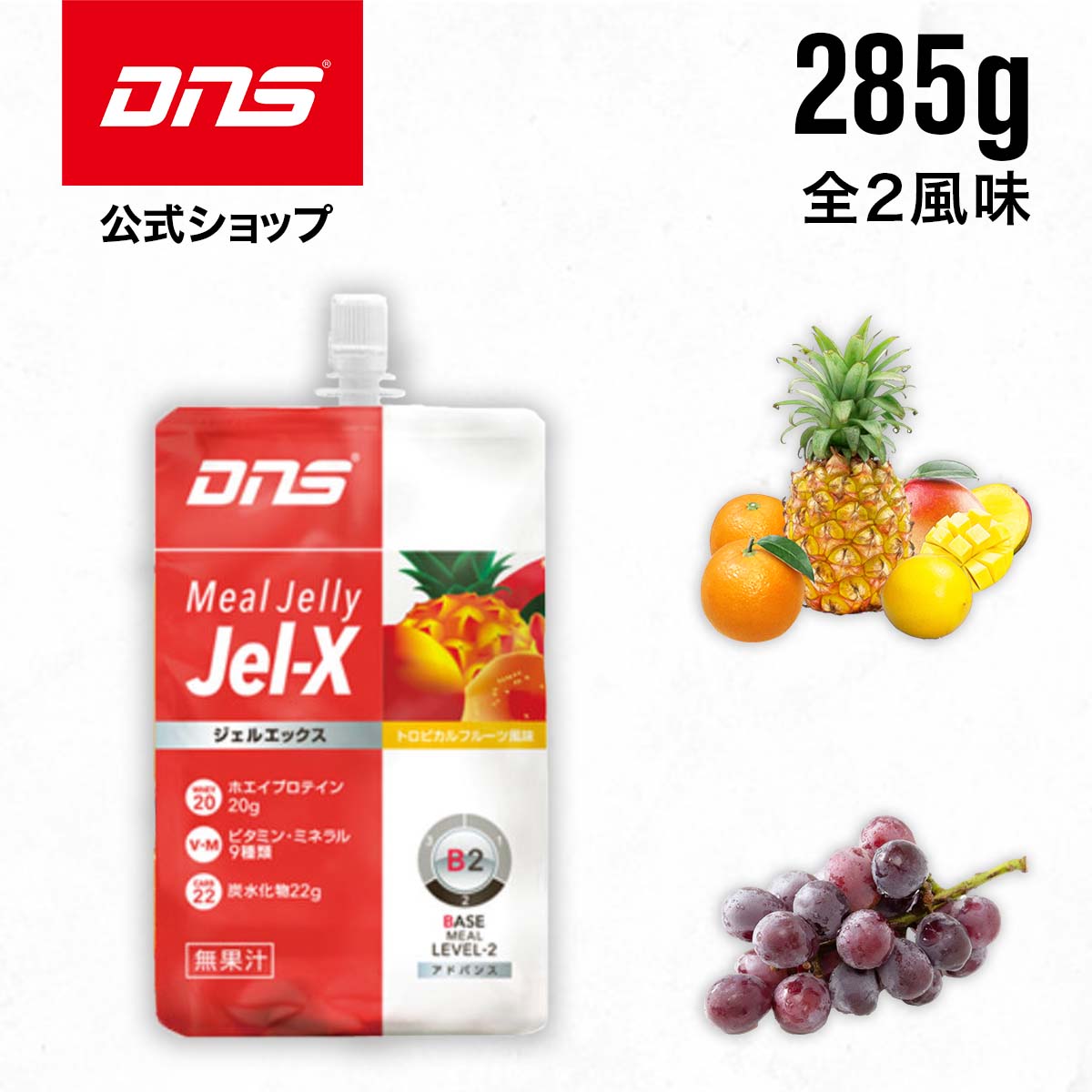 DNS プロテインゼリー ジェルエックス 選べる2風味 285g 単品 グレープ トロピカルフルーツ ミール ビタミン ミネラル 栄養補給 サプリ サプリメント プロテイン ダイエット 筋トレ トレーニング ディーエヌエス 国内製造