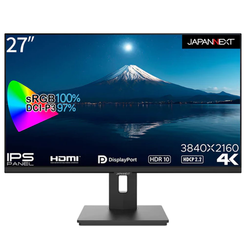 JAPANNEXT｜ジャパンネクスト 27インチ 4K IPS モニターJN-IPS2708UHDR-HSP [IPSパネル/リフレッシュレート60Hz/sRGB 100%/DCI-P3 97%/PBP対応/PIP対応]