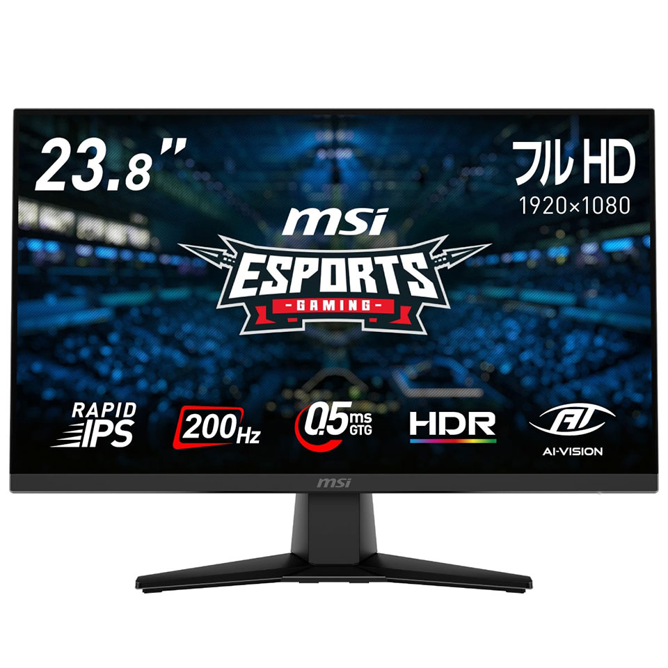MSI (MAG-242F) 23.8インチ 200Hz IPS FHDゲーミングモニター (1920 x 1080 (200Hz) /HDMI2.0b /Displayport1.2a)
