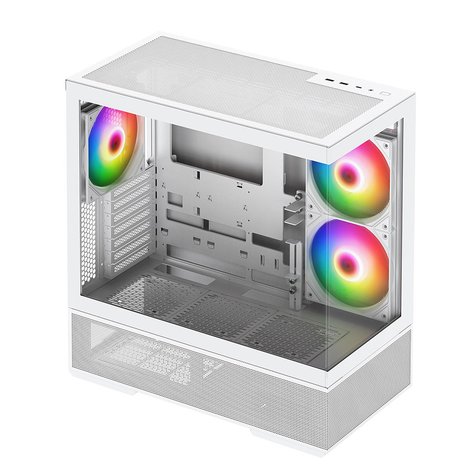 CENTURY (CRC-PCASE01WH) RACEN ATX ミドルタワー ピラーレス PCケース ホワイト