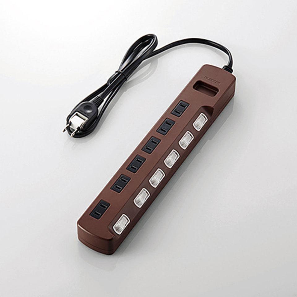 乐天商城 - 【新品】ELECOM [T-BR04-2610BR] 個別スイッチ付 雷ガードタップ 6個口1m ColorStyle2 Brown