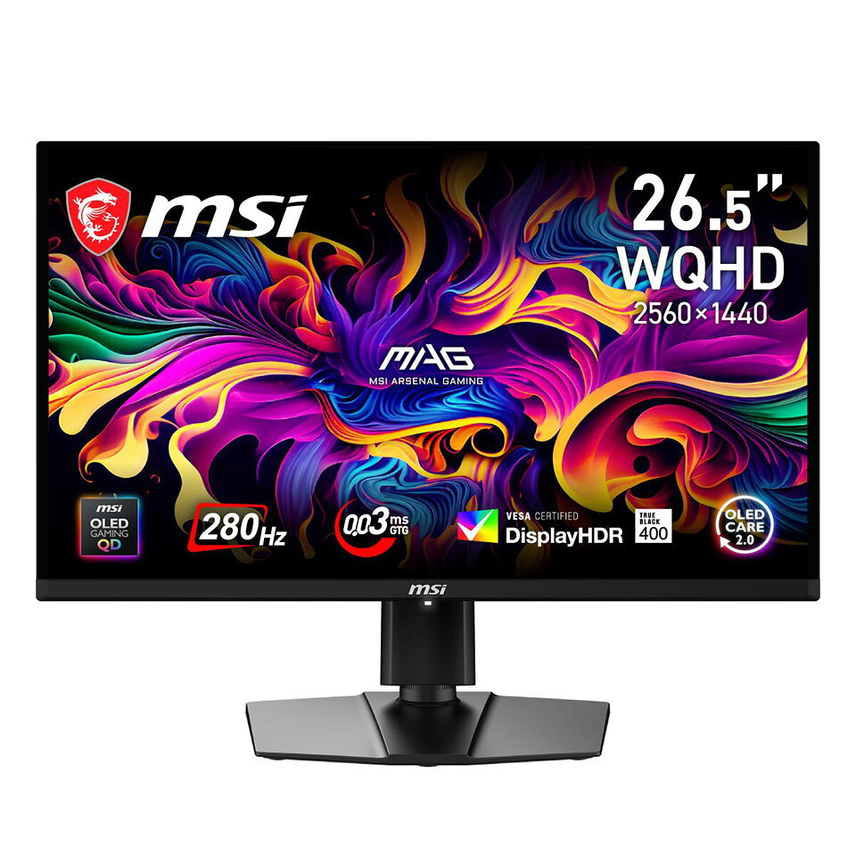【お取り寄せ】MSI (MAG-271QP-QD-OLED-X28) 26.5型 WQHD QD-OLEDモニター [2560 x 1440 (280Hz) /HDMI2.1 /Displayport1.4a /USB Type-C]