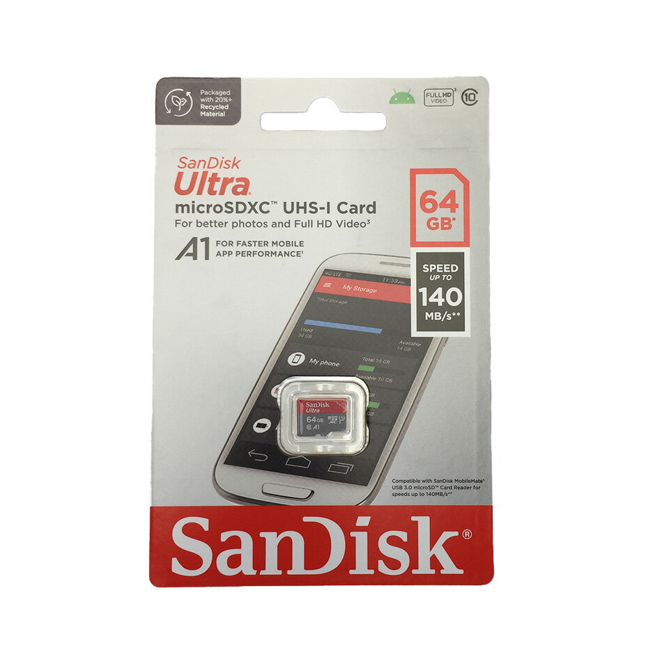 サンディスク | SanDisk MicroSDカード Ultra SDSQUAB-064G-GN6MN [64GB / フラッシュメモリ / MicroSDXC / U1 / A1 / Class10]