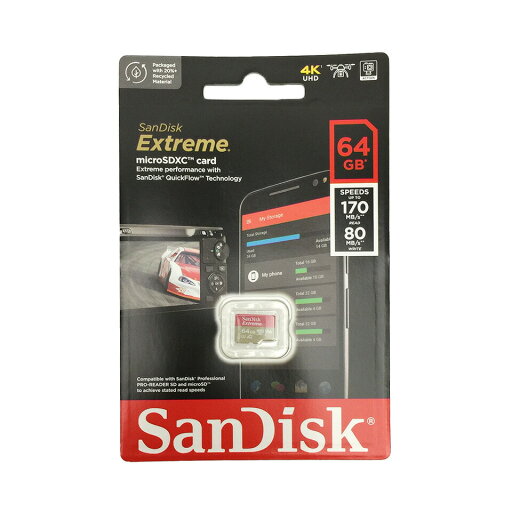 【フラッシュメモリ カード】【】 SanDisk(サンディスク) Extreme microSDXC 64GB UHS-I U3 V30 Class10 A2 (SDSQXAH-064G-GN6MN) 【RCP】 【フラッシュメモリ カード】【】 SanDisk(サンディスク) Extreme microSDXC 64GB UHS-I U3 V30 Class10 A2 (SDSQXAH-064G-GN6MN) 【RCP】