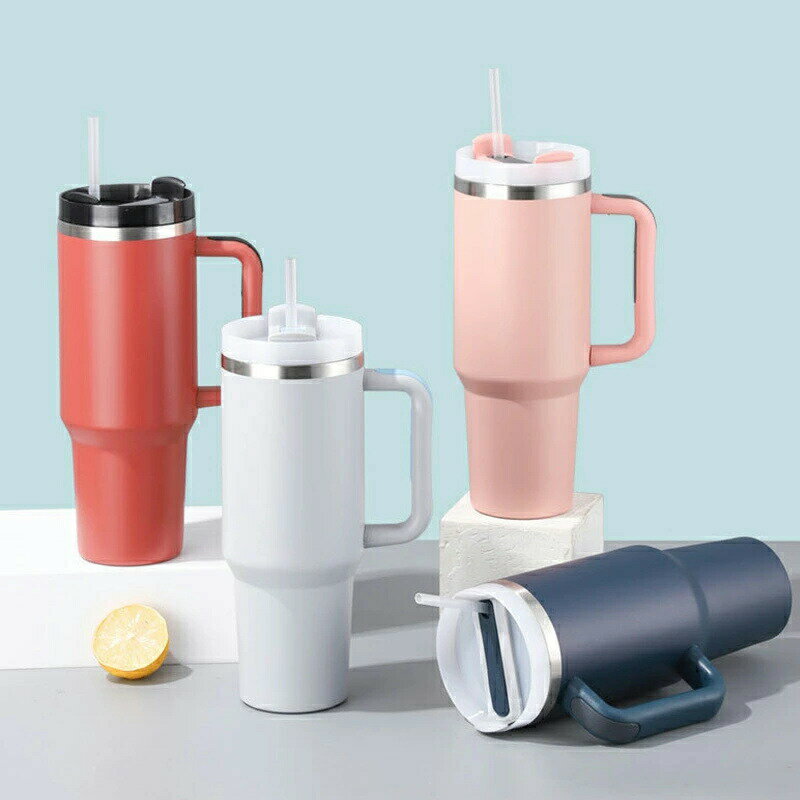 ハンドル付きステンレス40 ozモーターカップ大容量真空ストローカップ車載保温保冷氷覇カップ｜ホットアイスコーヒー用漏れ防止真空ボトル K