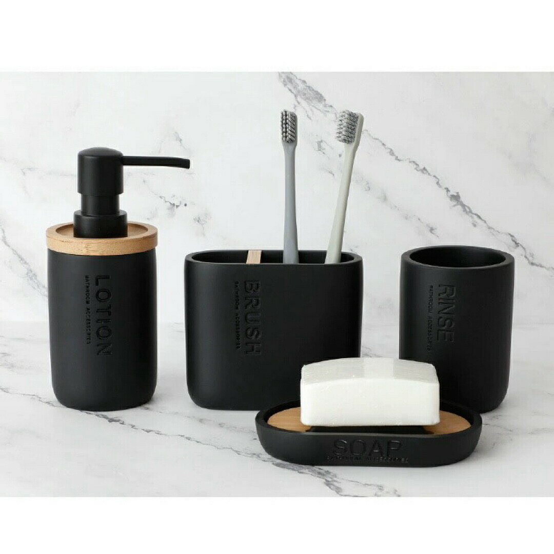 高級感サニタリー 4点セットディスペンサー 歯ブラシスタンド 洗面所用品