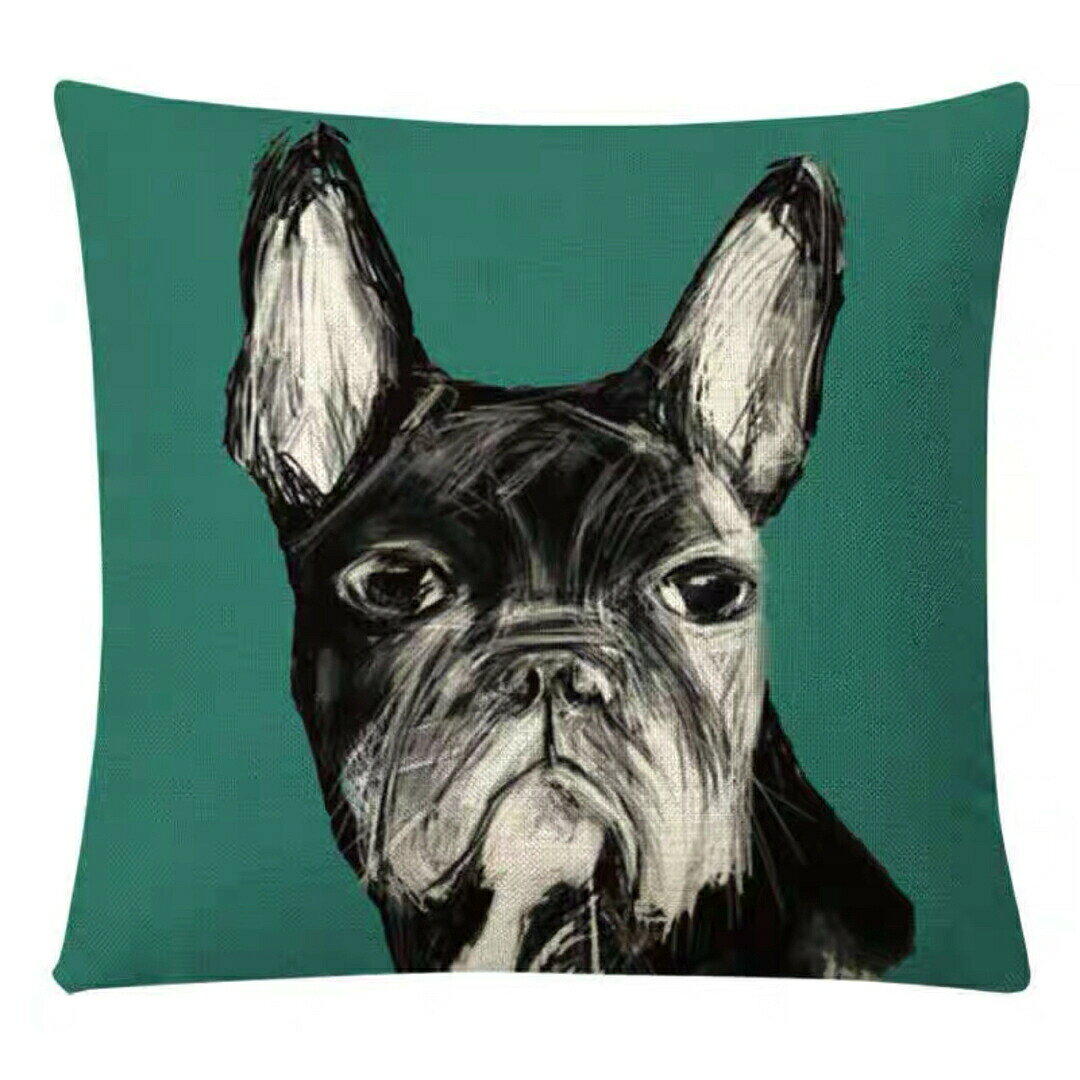 癒し系　クッションカバー45×45cm ブルドッグ柄 クッション カバー 雑貨