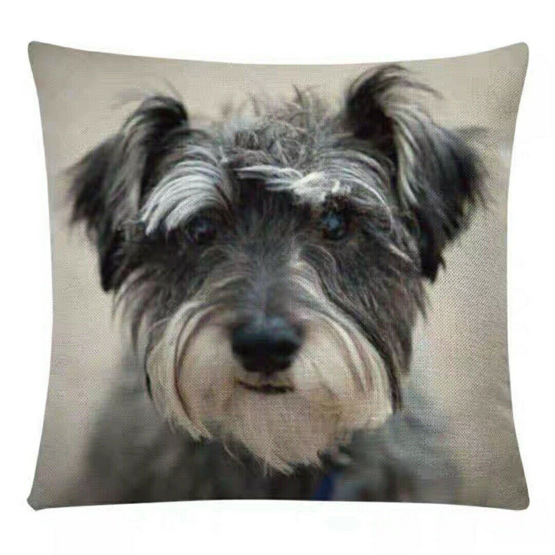 癒し系　クッションカバー45×45cm シュナウザー柄 クッション カバー 雑貨