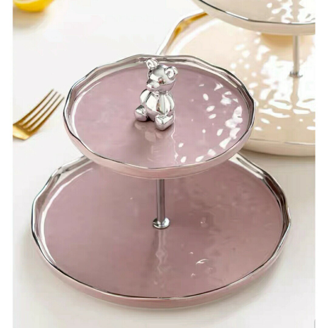 ケーキ スタンド プレート2段セット アフタヌーンティー フルーツ トレー 皿