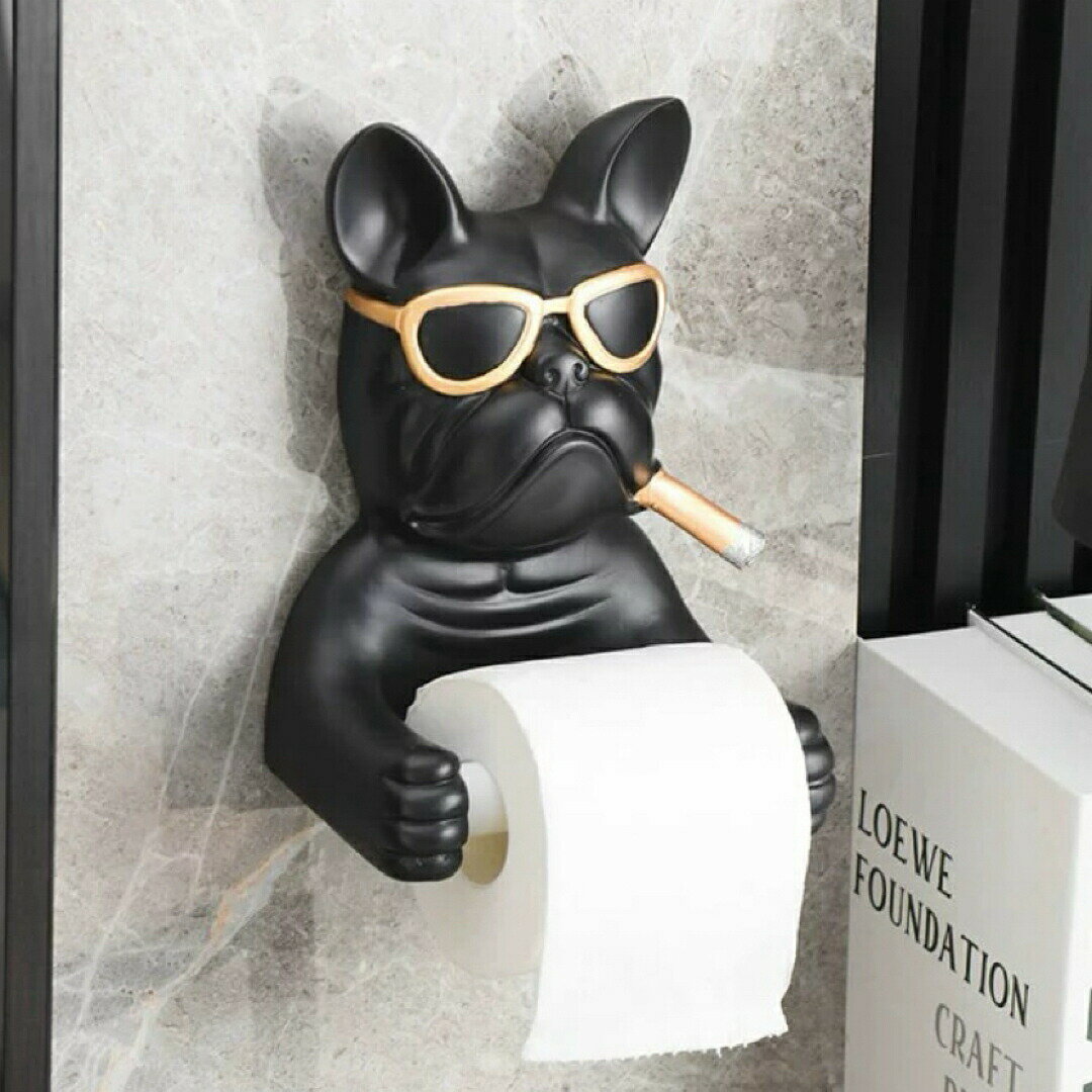 トイレットペーパーホルダー　ブルドッグ バスルーム 犬型