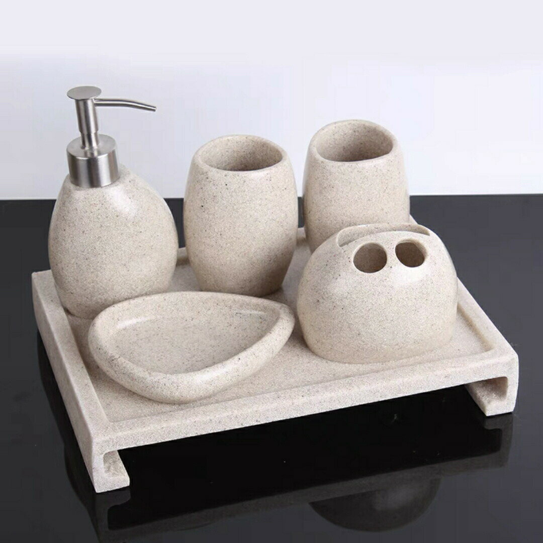 高級感サニタリー6点セットディスペンサー 歯ブラシスタンド 洗面所用品