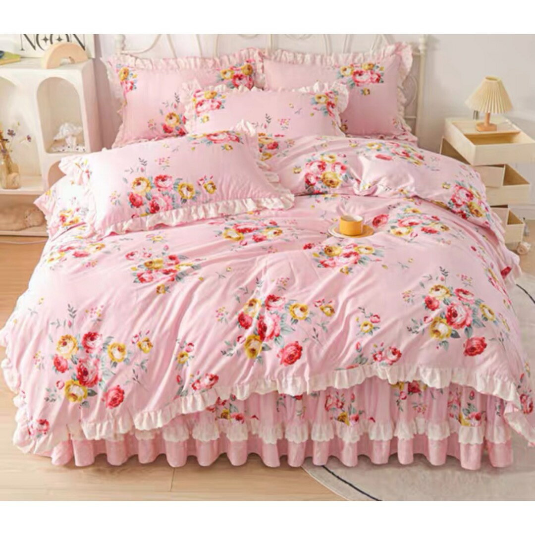 ベッド用品4点セット掛け布団カバー 枕カバー ベッドパッド ワイドダブルサイズ