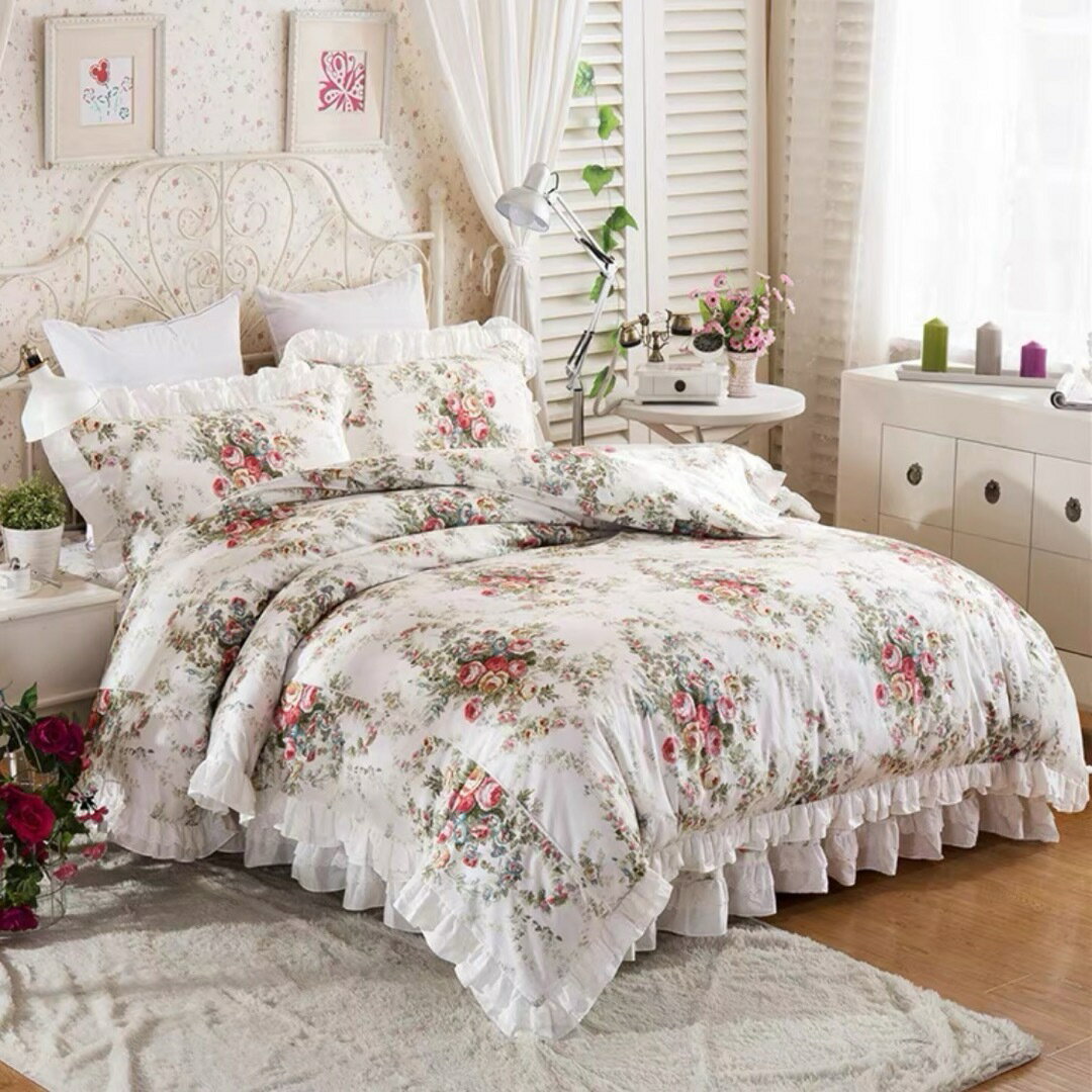 ベッド用品4点セット掛け布団カバー 枕カバー ベッドパッド ワイドダブルサイズ