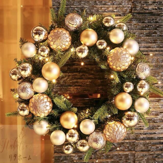 クリスマスリース クリスマス花輪 ドアリース 壁飾り 人工造花 デラックスリース