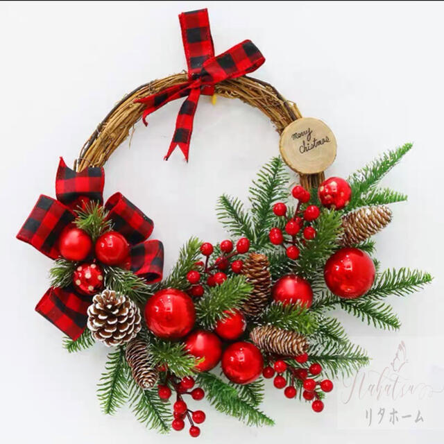 クリスマスリース クリスマス花輪 ドアリース 壁飾り 人工造花 デラックスリース