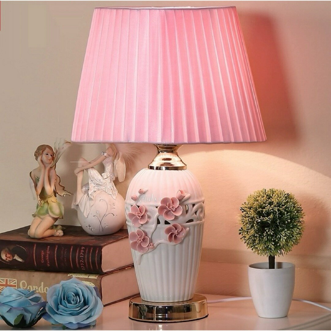 花柄 照明スタンドライト テーブルランプ デスクライト 卓上ステンド 陶器