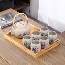 6客茶器揃 湯呑 急須ポット .茶器セット ティーセット トレー付き