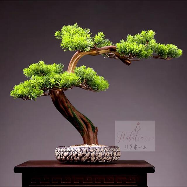 インテリアグリーン 高級感模造迎客松盆栽 置物禅意迎客松盆栽装飾品 人工観葉植物