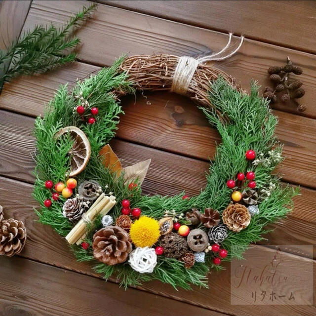 クリスマスリース 手作り DIY材料 花輪 玄関飾り フラワーリース 造花