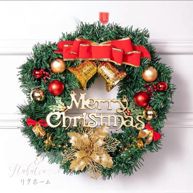 クリスマスリース クリスマス花輪 ドアリース 壁飾り 人工造花 デラックスリース