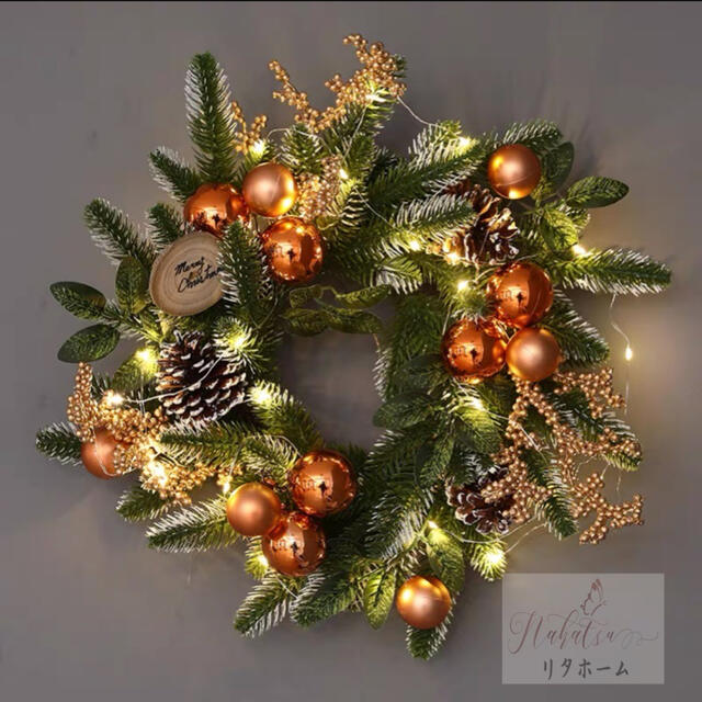 クリスマスリース クリスマス花輪 ドアリース 壁飾り 人工造花 デラックスリース