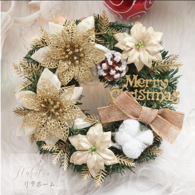 クリスマスリース クリスマス花輪 ドアリース 壁飾り 人工造花 デラックスリース