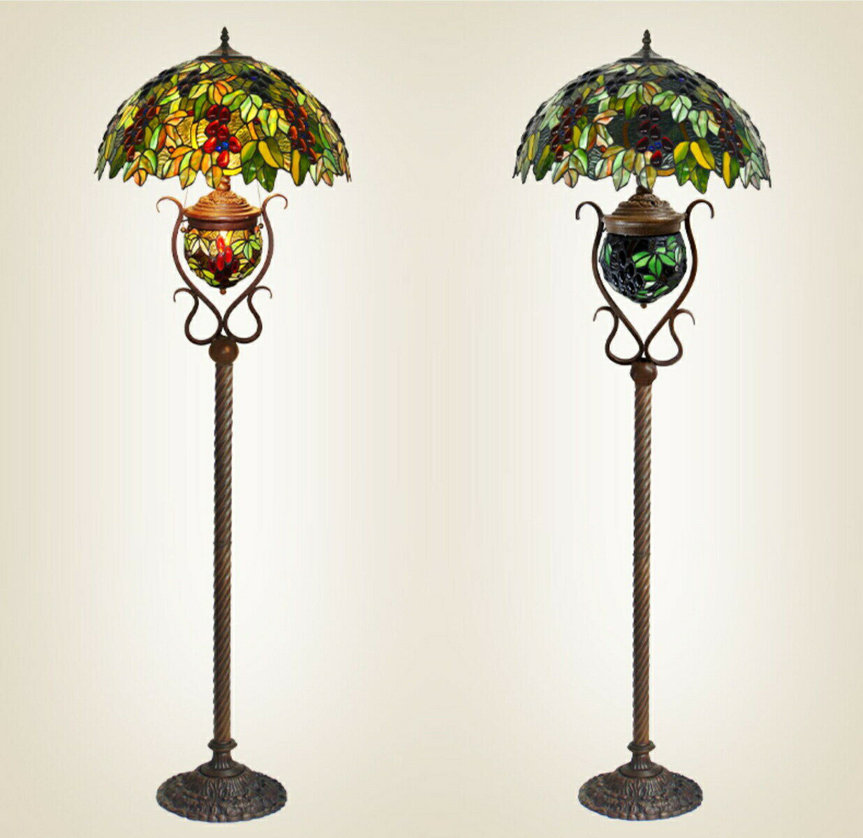 高級ステンドグラスフロアライト フロアスタンド ステンドグラスランプ ガラス工芸品．