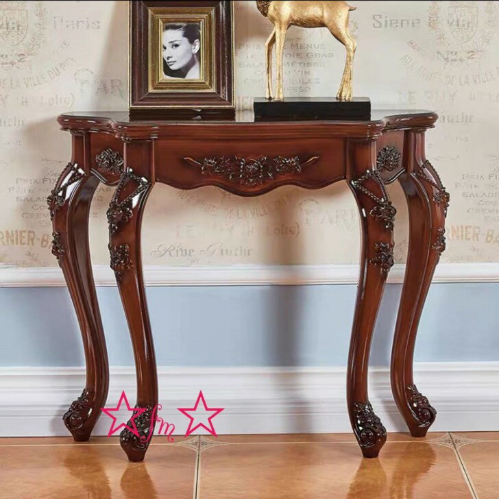 高級サイドテーブル コンソールテーブル 玄関テーブル 花台 電話台 アンティーク調デザイン 幅90cm