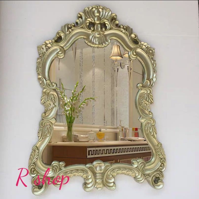 大型ミラー 吊鏡 壁掛け鏡 壁掛けミラー 豪華ウォールミラ 高級豪華鏡 アンティーク調 80x110cm