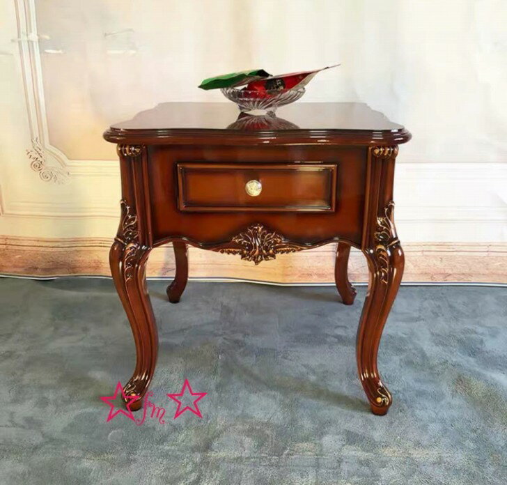 ローテーブル ダイニングテーブル ヨーロッパ風 ミニテーブル アンティークロココ調 センターテーブル 幅60cm 引き出し付き