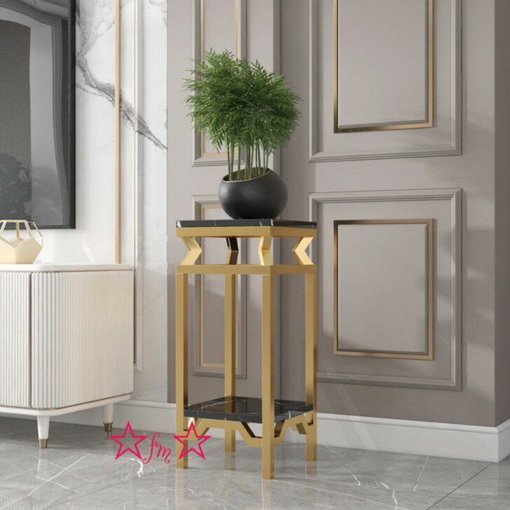 高級サイドテーブル ．人造大理石コンソールテーブル ．玄関テーブル 花台 電話台 アンティーク調デザイン 高さ70cm