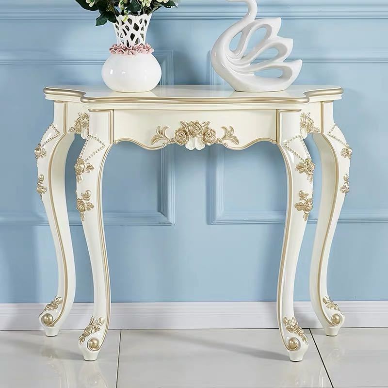 高級サイドテーブル コンソールテーブル 玄関テーブル 花台 電話台 アンティーク調デザイン 植木鉢置き 幅101cm