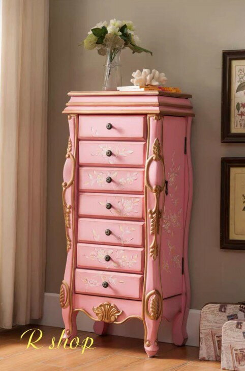 A高級サイドテーブル　ロココ調 姫系家具ジュエリー入れ キャビネット お姫様家具 多機能収納