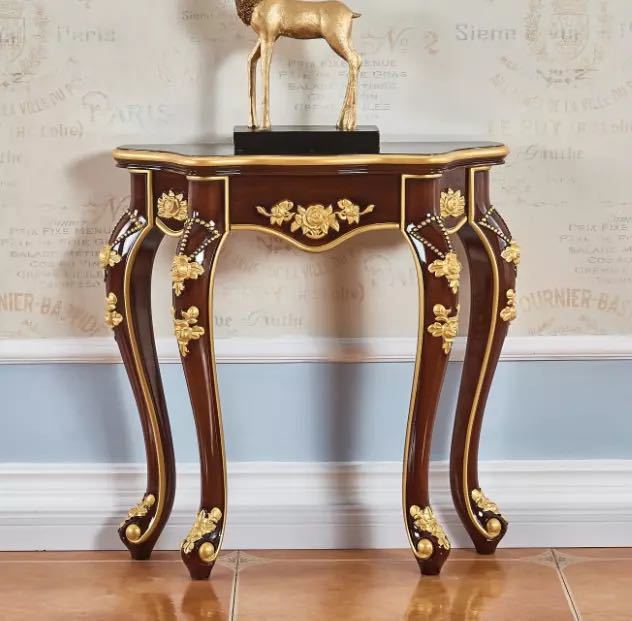 高級サイドテーブル コンソールテーブル ．玄関テーブル 花台 電話台 アンティーク調デザイン幅78cm
