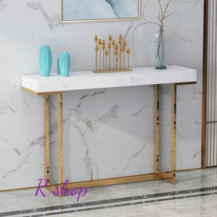 高級サイドテーブル 人造大理石コンソールテーブル ，玄関テーブル 花台 電話台 アンティーク調デザイン 幅80cm