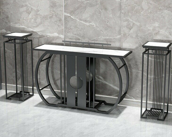 高級人造大理石サイドテーブル コンソールテーブル ．玄関テーブル 花台 電話台 アンティーク調デザイン 幅105cm