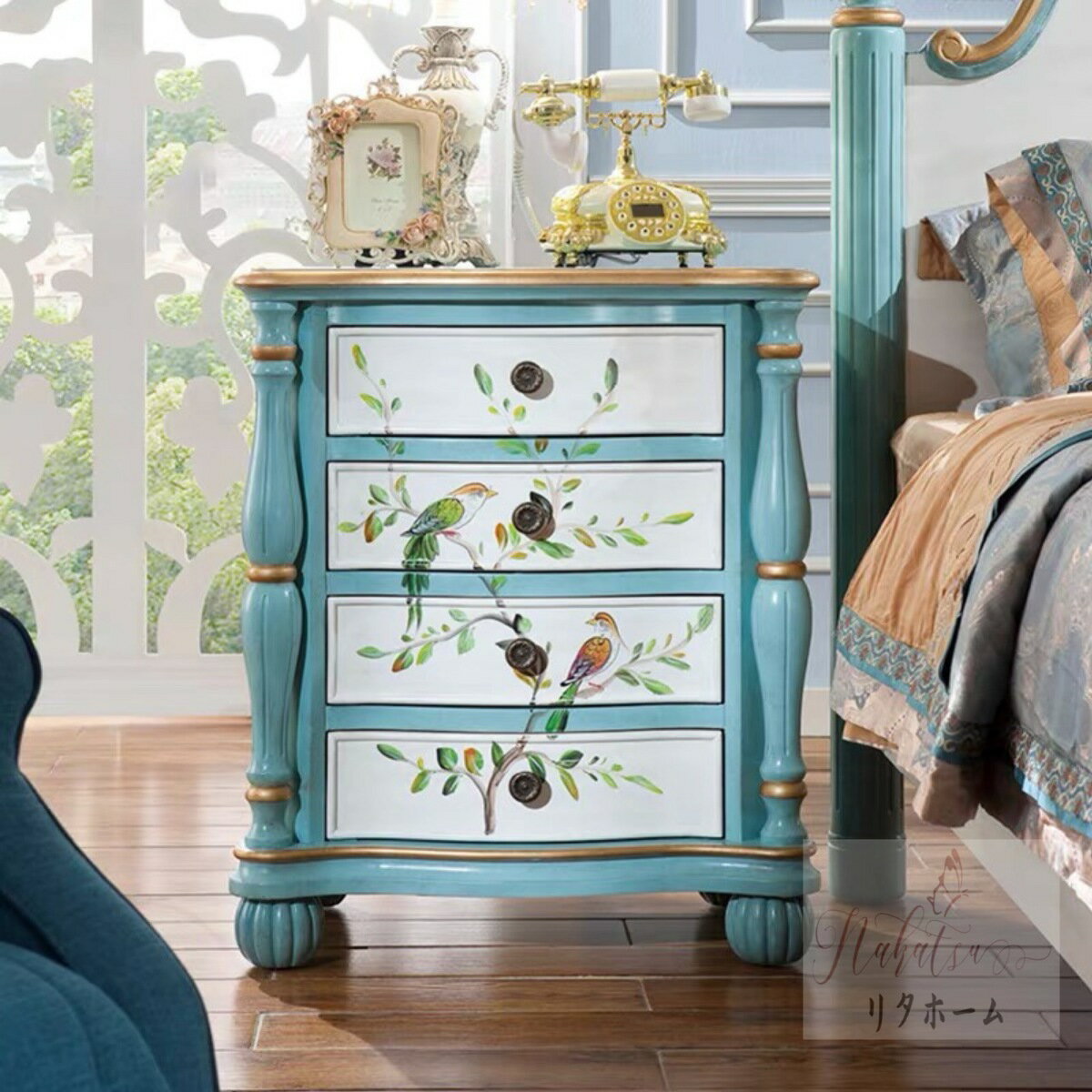 ベッドサイドテーブル 置台 サイドテーブル ナイトテーブル 高級感 アンティーク風 ．ソファーテーブル