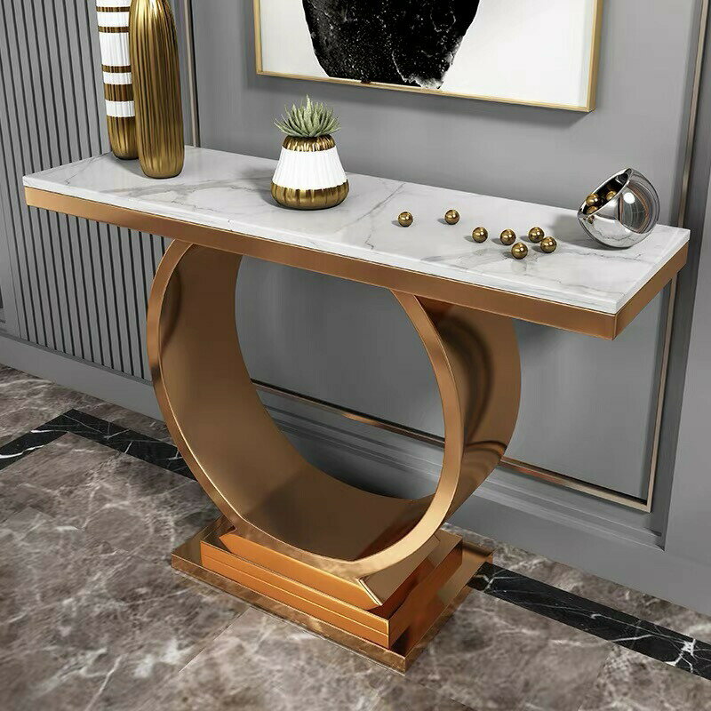 ステンレス鋼製高級サイドテーブル ．コンソールテーブル 玄関テーブル 花台 電話台 アンティーク調デザイン 幅100cm