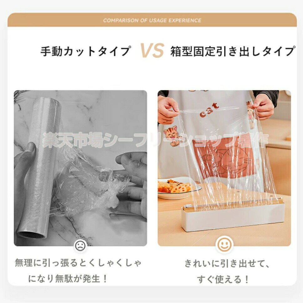 BOBDOG SHOPのラップケース ラップカッター ラップカット ラップホルダー クッキングシート キッチン アルミホイルケース 双方向切断 取扱説明書付き フィルムディスペンサー キッチン箔 冷蔵庫｜アングル2