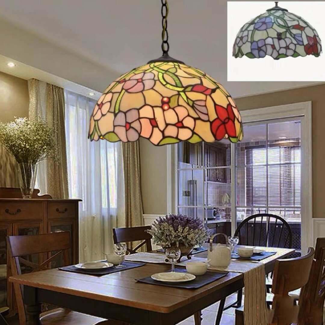 ステンドグラス．ペンダントライト豪華天井照明ステンドグラスランプ ガラス工芸品