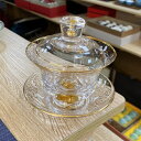 高級 蓋碗 茶杯セット 金箔入れ おしゃれ 耐熱ガラス製の中国茶器 1客