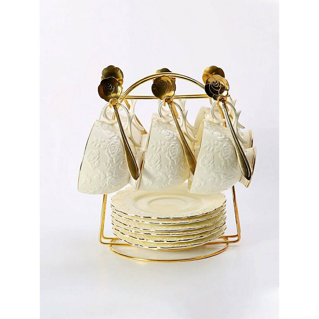 ティー・コーヒーカップセット カップ＆ソーサー6客セット ．陶器ティーセット