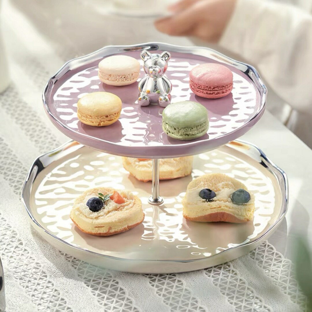ケーキ スタンド プレート2段セット アフタヌーンティー フルーツ トレー 皿