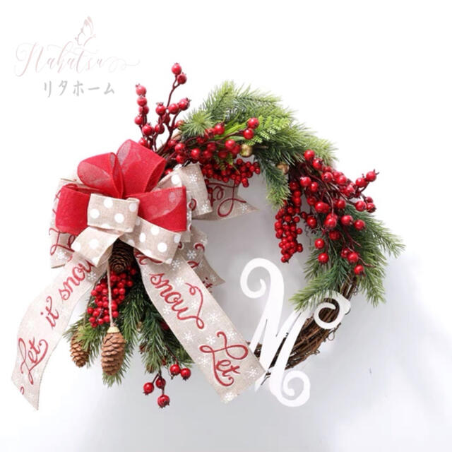 クリスマスリース クリスマス花輪 ドアリース 壁飾り 人工造花 デラックスリース