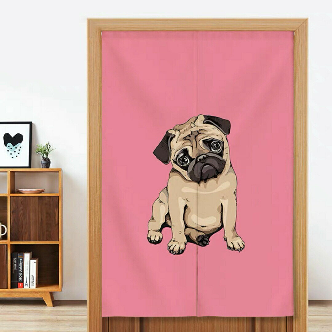 パグ のれん ロング 暖簾PUG犬柄 イヌ 間仕切り 洋風 おしゃれ パグ雑貨
