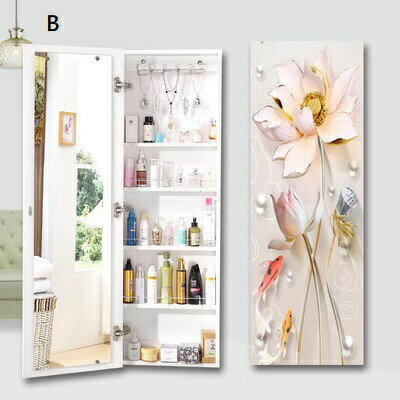 HM2収納棚 スタンドミラー 全身鏡 ミラー付きラック .収納ラック ジュエリー収納ミラー [2]