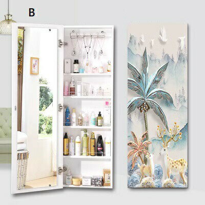 HM2収納棚 スタンドミラー 全身鏡 ミラー付きラック .収納ラック ジュエリー収納ミラー [2]