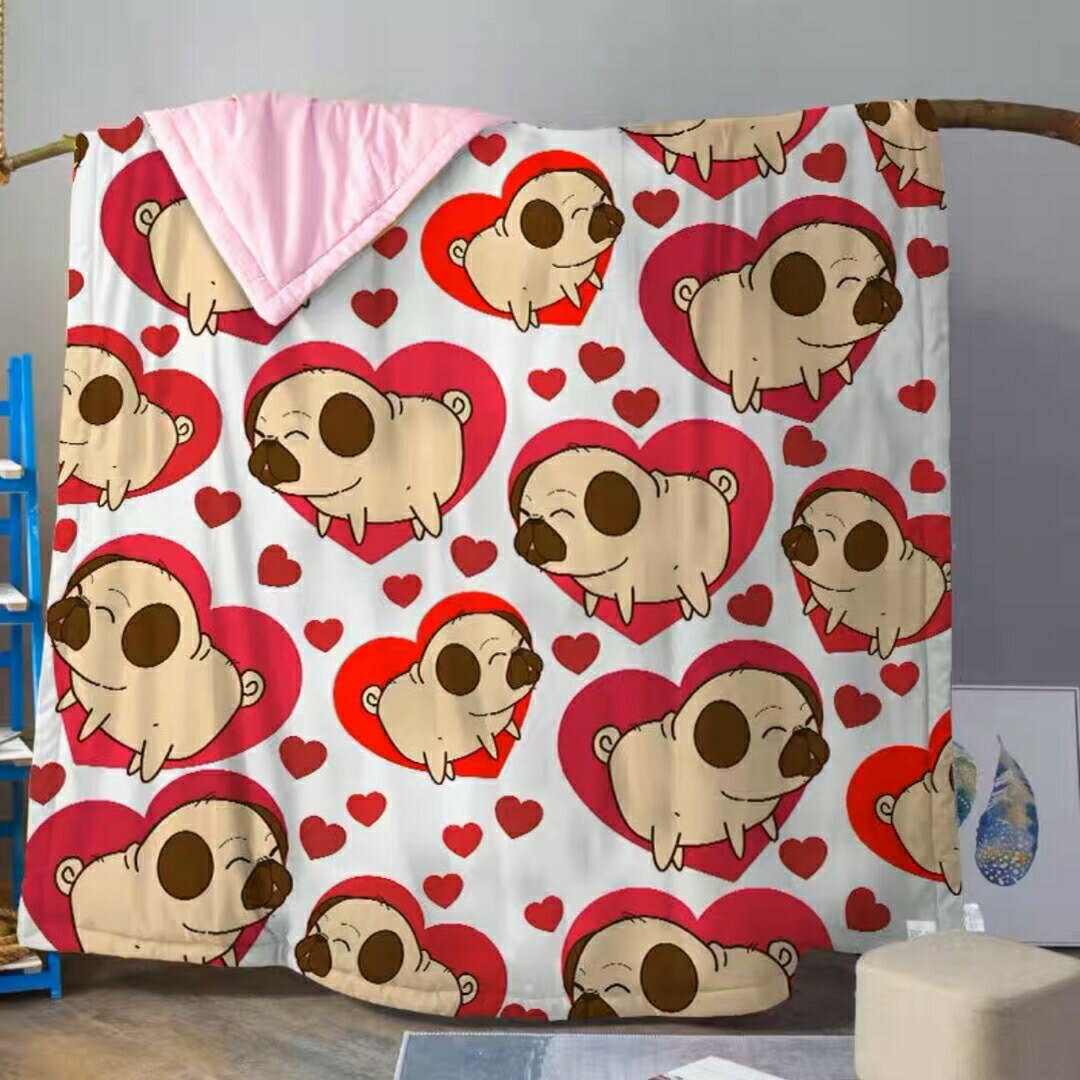 可愛い 毛布 ブランケット ひざ掛け かけ布団150x200パグ雑貨