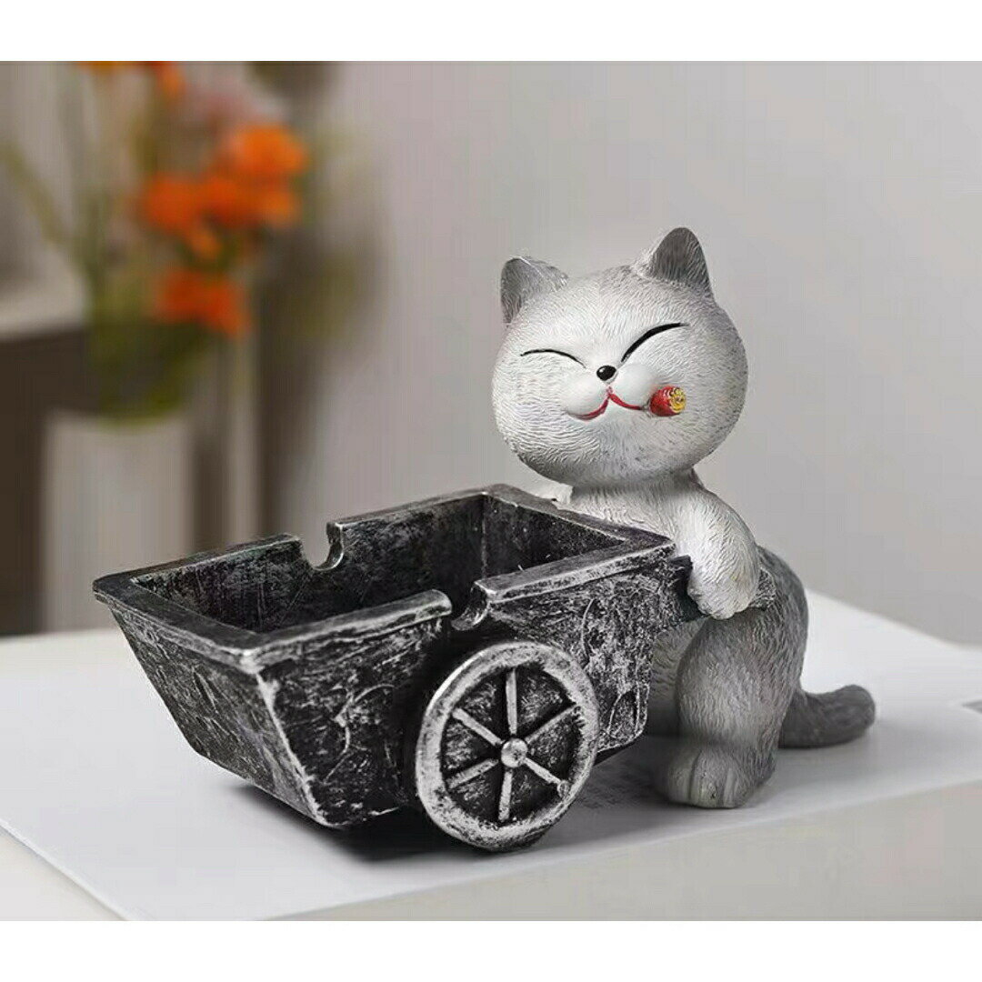 卓上灰皿 ネコ　卓上収納　小物入れ　猫柄 雑貨 キーケース　置物 cat